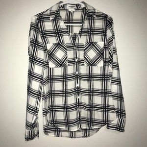 black / white plaid shirt